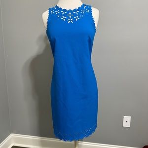 J Crew laser cut scallop hem dress in color royal blue